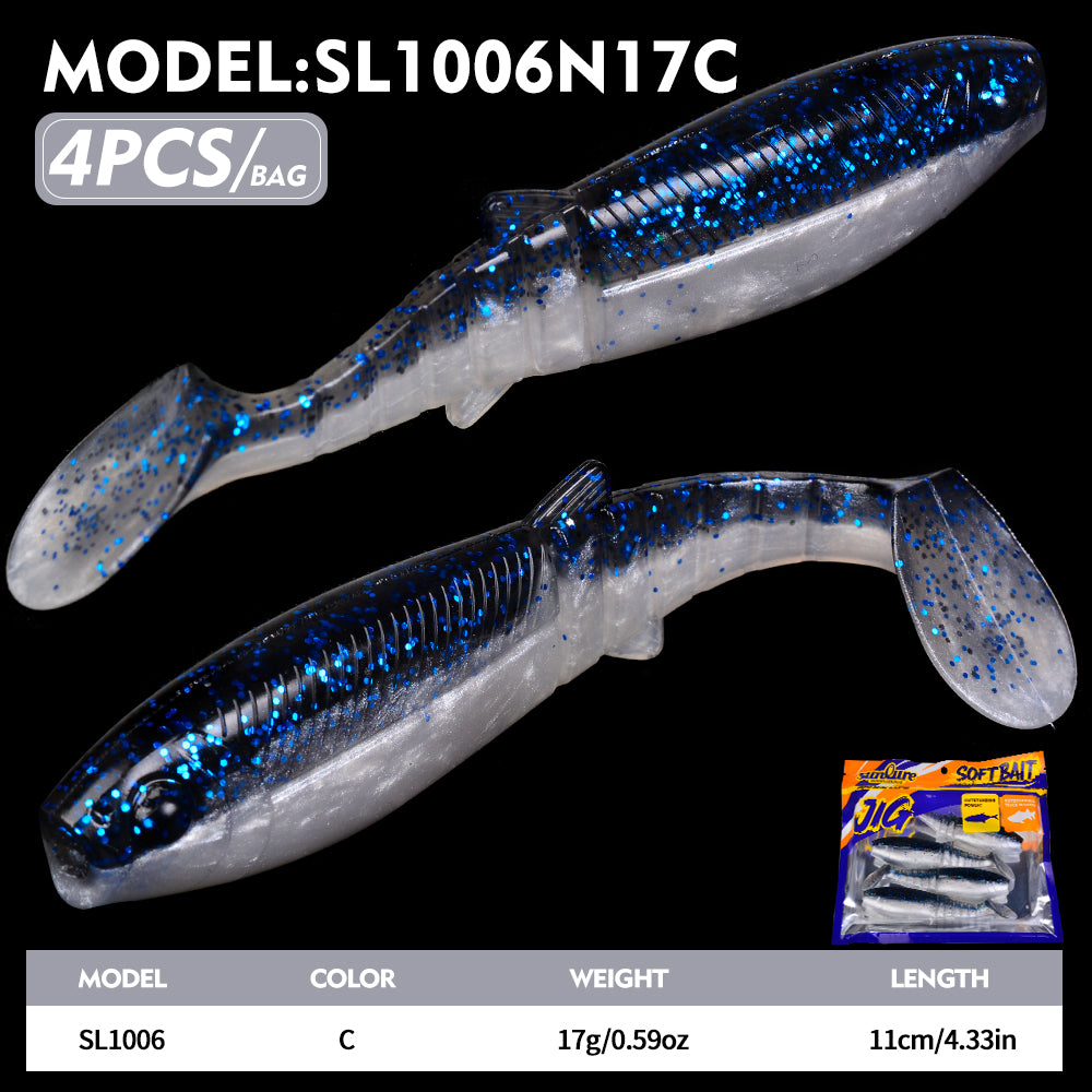 SUNLURE Segmented Soft Swimbait 10 Colors &nbsp;8.7g/17g Paddle Tail Soft Minnow Lures 4/6PCS Lifelike Soft Swimbaits for Bass&nbsp;