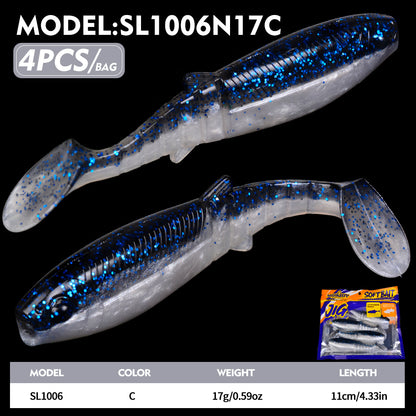 SUNLURE SL1006 Segmented Soft Swimbait  Paddle Tail 4/6Pcs | 8.7g 17g Bait