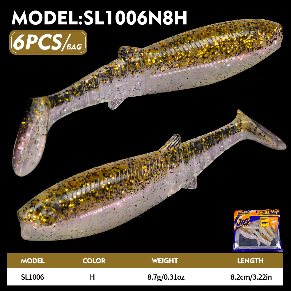 SUNLURE Segmented Soft Swimbait 10 Colors &nbsp;8.7g/17g Paddle Tail Soft Minnow Lures 4/6PCS Lifelike Soft Swimbaits for Bass&nbsp;