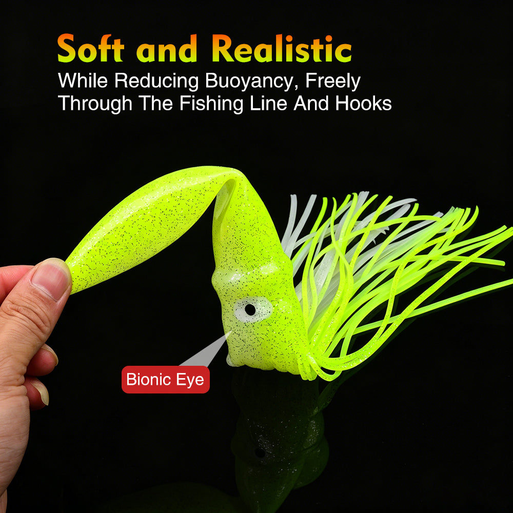 SUNLURE SL1007 Soft Squid Skirt Lure, 4 Sizes 10 Colors Octopus Trolling Bait 5PC/BAG