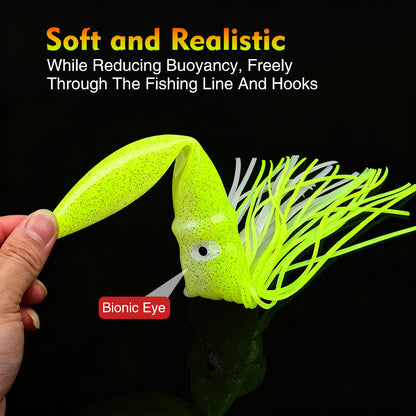 PROBEROS SL1007 Soft Squid Skirt Lure, 4 Sizes 10 Colors Octopus Trolling Bait 5PC/BAG