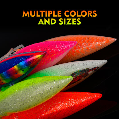 PROBEROS SL1007 Soft Squid Skirt Lure, 4 Sizes 10 Colors Octopus Trolling Bait 5PC/BAG