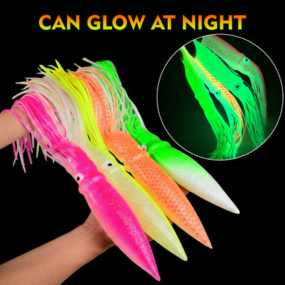 PROBEROS SL1007 Soft Squid Skirt Lure, 4 Sizes 10 Colors Octopus Trolling Bait 5PC/BAG