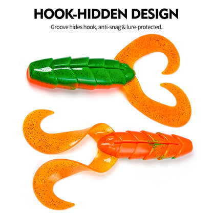 SUNLURE SL1010 Double Curly Tail Grub Soft Plastic Fishing Lures
