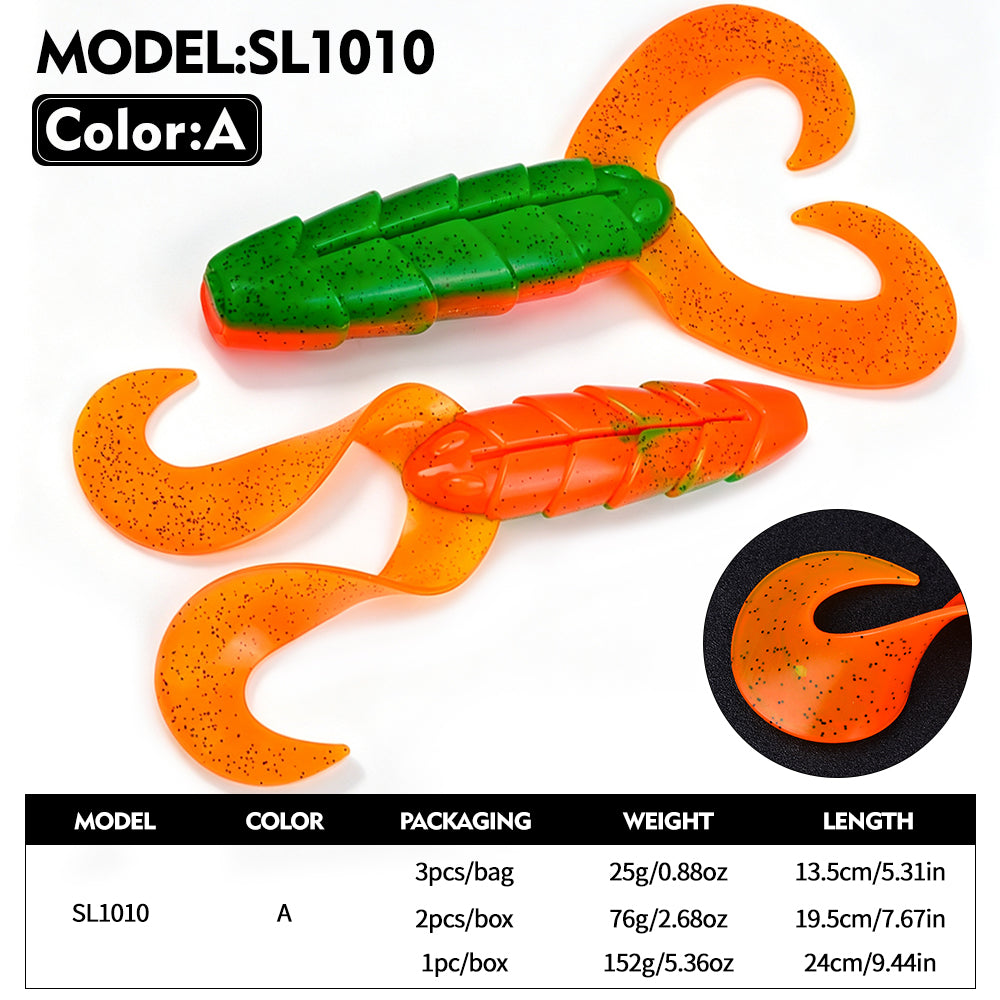 SUNLURE SL1010 Double Curly Tail Grub Soft Plastic Fishing Lures – Proberos