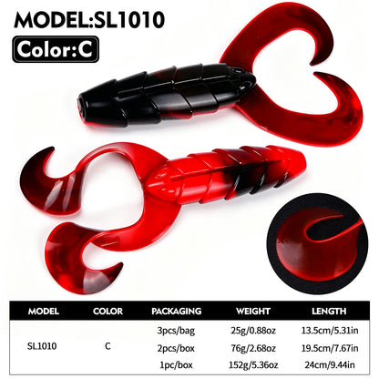 SUNLURE SL1010 Double Curly Tail Grub Soft Plastic Fishing Lures
