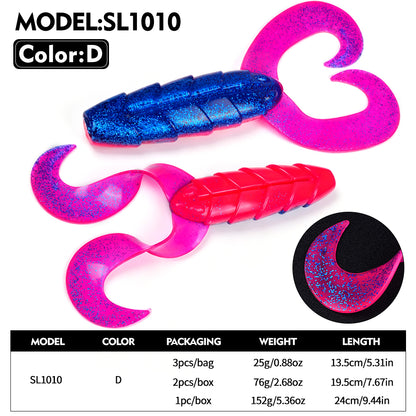 SUNLURE SL1010 Double Curly Tail Grub Soft Plastic Fishing Lures