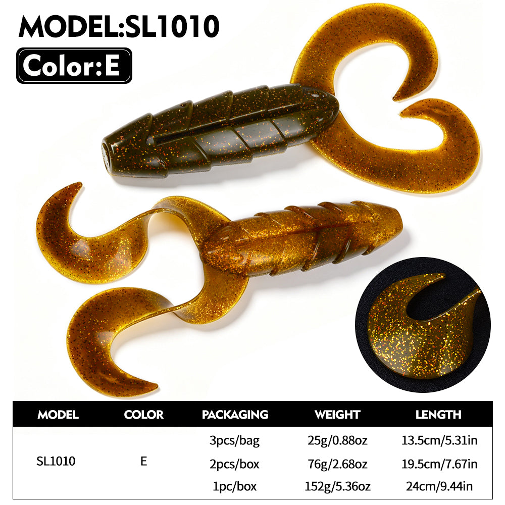 SUNLURE SL1010 Double Curly Tail Grub Soft Plastic Fishing Lures – Proberos