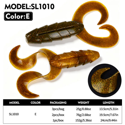 SUNLURE SL1010 Double Curly Tail Grub Soft Plastic Fishing Lures