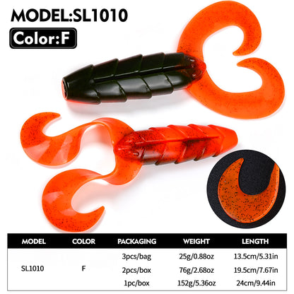 double tail grub fishing lures SUNLURE SL1010 Curly Soft Plastic – Proberos Drop Shot Abu Garcia Price_$25-$50 The soft supple plastic Color:White Knight