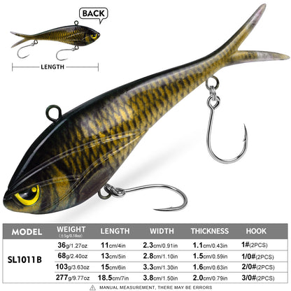 SUNLURE SL1011 Split Tail Soft Swimbait Saltwater Lure (36g-277g)
