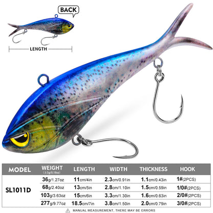 SUNLURE SL1011 Split Tail Soft Swimbait Saltwater Lure (36g-277g)