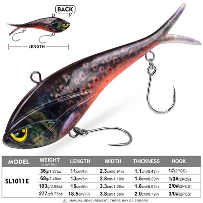 SUNLURE SL1011 Split Tail Soft Swimbait Saltwater Lure (36g-277g)