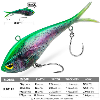 SUNLURE SL1011 Split Tail Soft Swimbait Saltwater Lure (36g-277g)