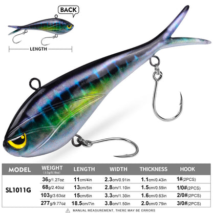 SUNLURE SL1011 Split Tail Soft Swimbait Saltwater Lure (36g-277g)