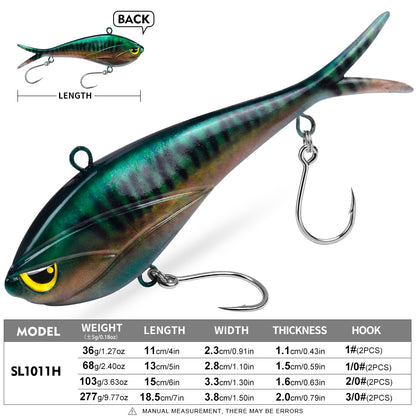 SUNLURE SL1011 Split Tail Soft Swimbait Saltwater Lure (36g-277g)