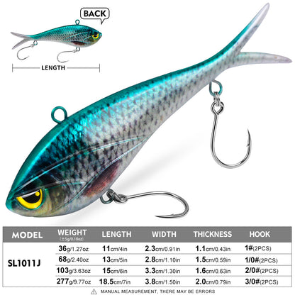 SUNLURE SL1011 Split Tail Soft Swimbait Saltwater Lure (36g-277g)