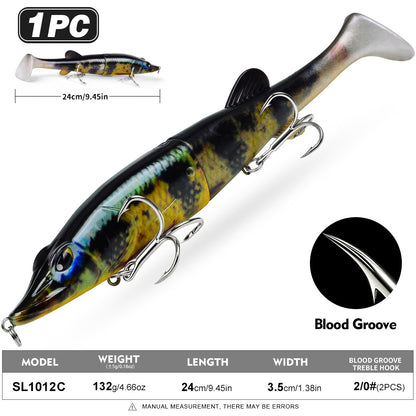 SUNLURE Jointed Pike Swimbait Lure | Soft Tail Musky Fishing Bait