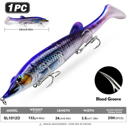 SUNLURE Jointed Pike Swimbait Lure | Soft Tail Musky Fishing Bait