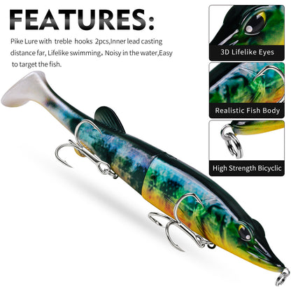 SUNLURE Jointed Pike Swimbait Lure | Soft Tail Musky Fishing Bait