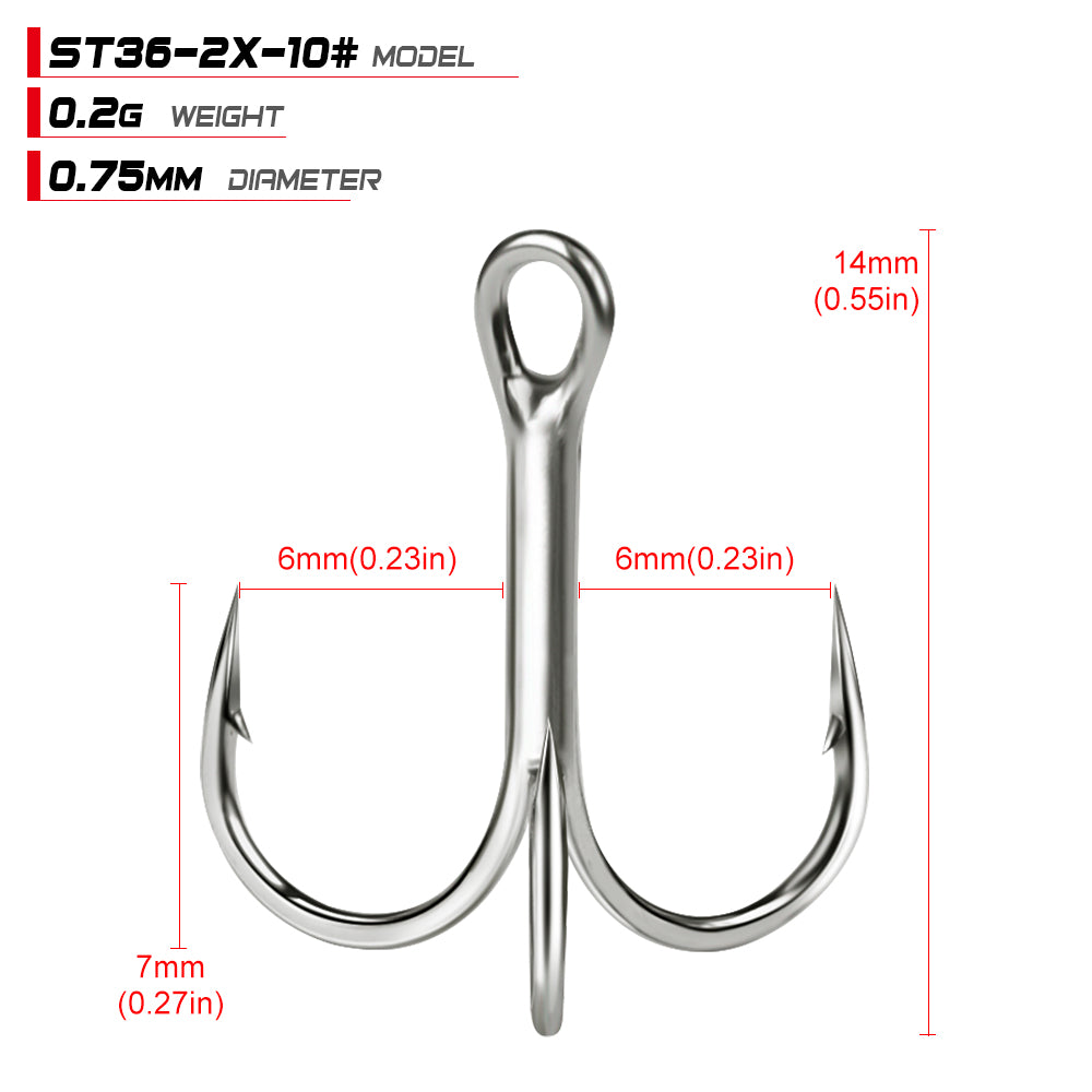 PROBEROS Bright Tin Triple Hook with Barbed Anchor Hook Double Reinforced Bulk Lure Hook Hook 50pcs