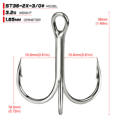 PROBEROS Bright Tin Triple Hook with Barbed Anchor Hook Double Reinforced Bulk Lure Hook Hook 50pcs