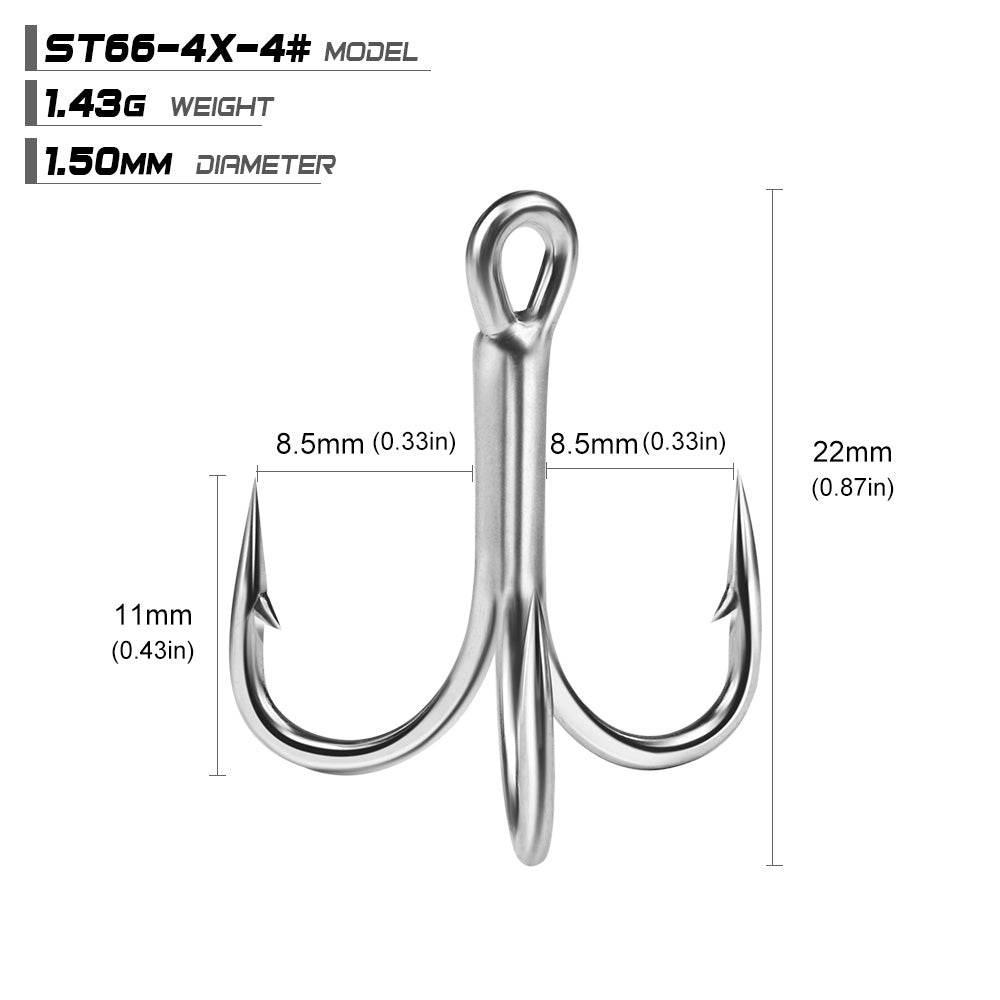 PROBEROS Lure 3 Ben Hook 4X Reinforced Anchor Hook 4X Reinforced Tin Color Anti-rust 3 Claw Hook Long Throw Fake Bait Fish Hook 50pcs - Proberos