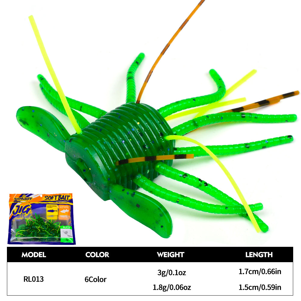 SUNLURE RL013 Creature Bait Size and Weight Chart 1.8g and 3g