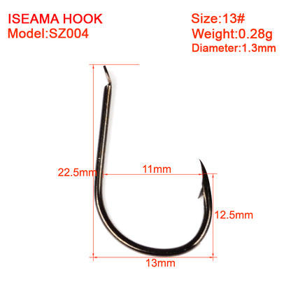 PROBEROS 500PCS Saltwater Fishing Hook Black Color High-Carbon Steel Iseama With Ring hook High Strength 1#-15# Single Hooks