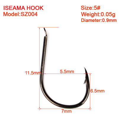 PROBEROS 500PCS Saltwater Fishing Hook Black Color High-Carbon Steel Iseama With Ring hook High Strength 1#-15# Single Hooks