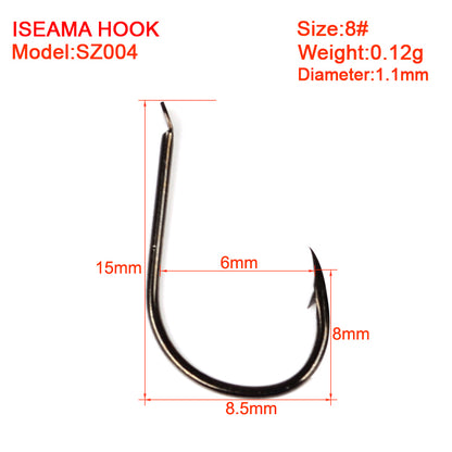 PROBEROS 500PCS Saltwater Fishing Hook Black Color High-Carbon Steel Iseama With Ring hook High Strength 1#-15# Single Hooks