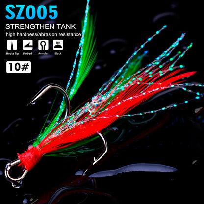 PROBEROS SZ005 Treble Hooks with Feathers 20PCS/Box