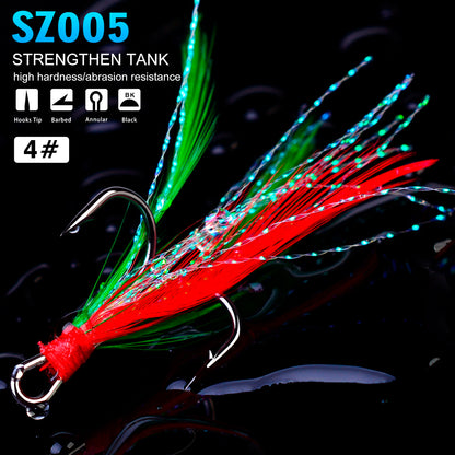PROBEROS SZ005 Treble Hooks with Feathers 20PCS/Box