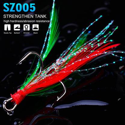 PROBEROS SZ005 Treble Hooks with Feathers 20PCS/Box