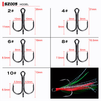 PROBEROS SZ005 Treble Hooks with Feathers 20PCS/Box