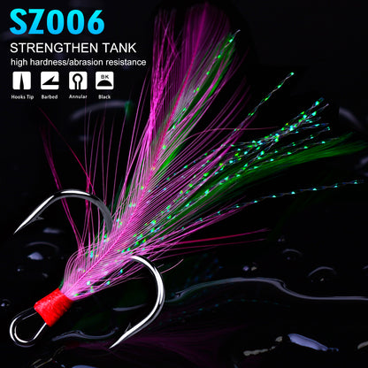 PROBEROS SZ005 Treble Hooks with Feathers 20PCS/Box