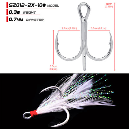 PROBEROS 2X Strong Treble Hooks with Feathers