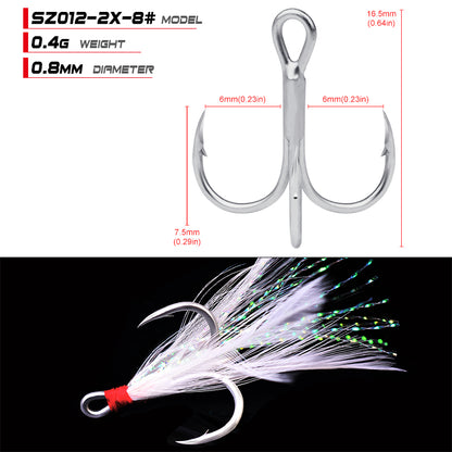 PROBEROS 2X Strong Treble Hooks with Feathers