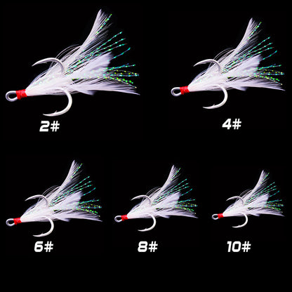 PROBEROS 2X Strong Treble Hooks with Feathers