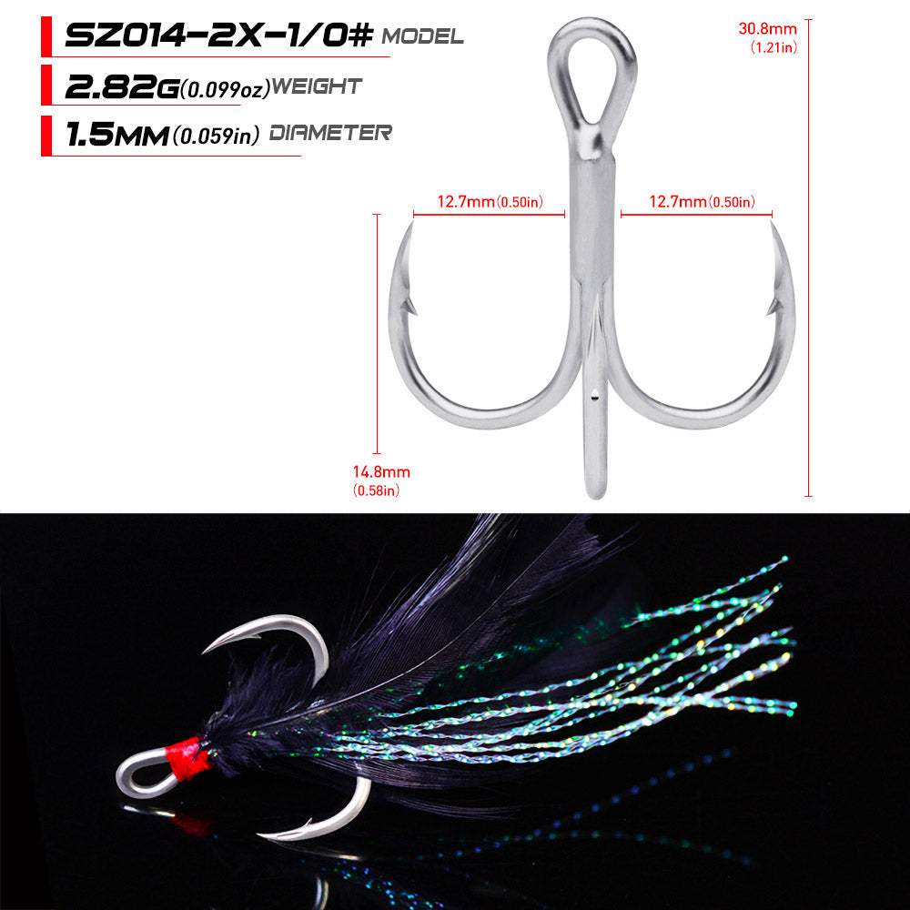 PROBEROS 2X Strong Treble Hooks with Feathers&nbsp;