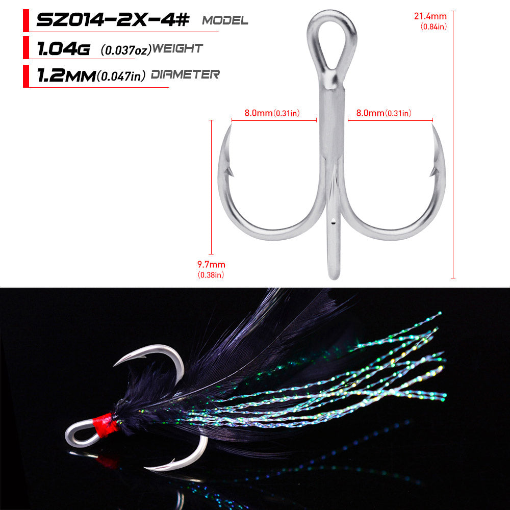 PROBEROS 2X Strong Treble Hooks with Feathers&nbsp;