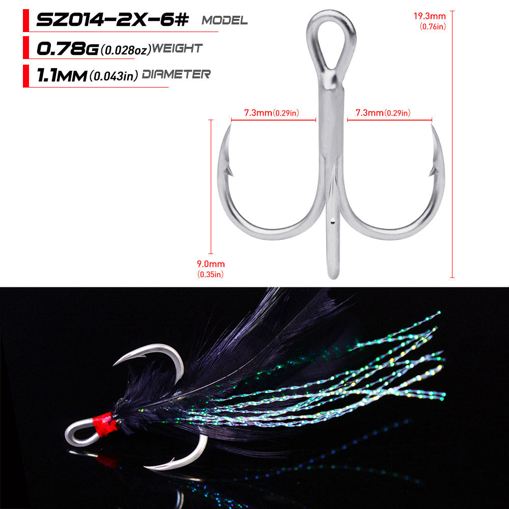 PROBEROS 2X Strong Treble Hooks with Feathers&nbsp;