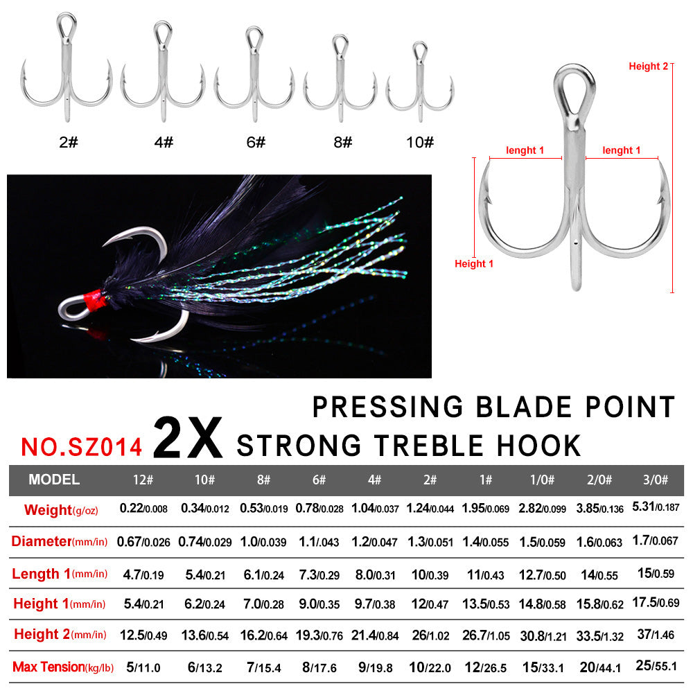PROBEROS 2X Strong Treble Hooks with Feathers&nbsp;