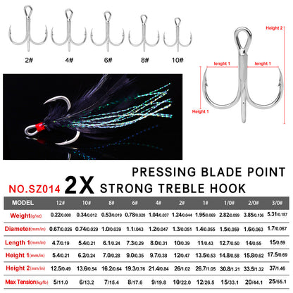 PROBEROS 2X Strong Treble Hooks with Feathers