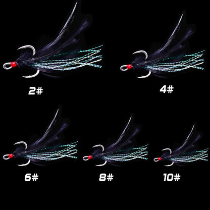 PROBEROS 2X Strong Treble Hooks with Feathers
