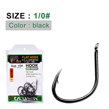 PROBEROS 50Pcs High Carbon Steel Offset Barbed Fishhooks Flat Carp Fishing Hooks Single Jigging Hooks Accessories Tackle