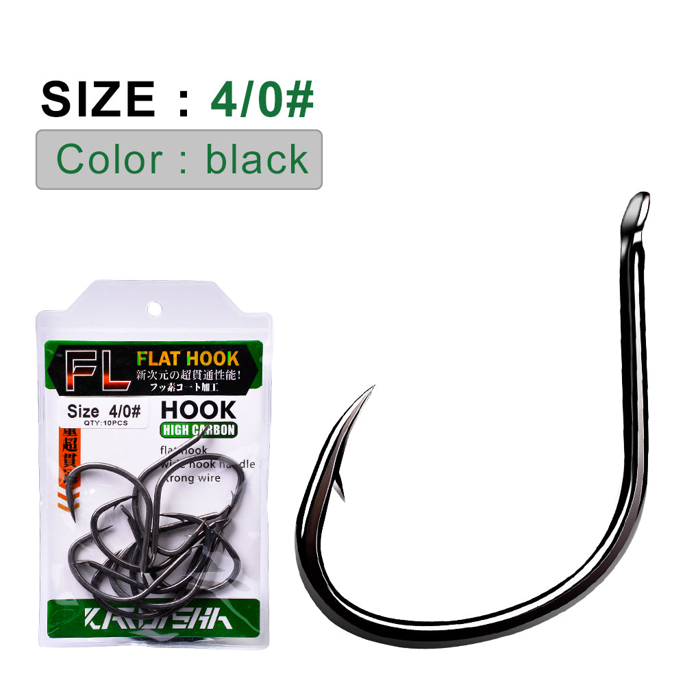 PROBEROS 50Pcs High Carbon Steel Offset Barbed Fishhooks Flat Carp Fishing Hooks Single Jigging Hooks Accessories Tackle