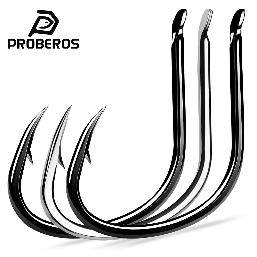 PROBEROS 20PCS Saltwater Fishing Hooks 1/0#-4/0# Anti-rusty Single hook Tin Color Fishhooks&nbsp; &nbsp;High Carbon Steel Strength