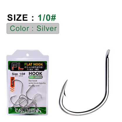 PROBEROS 50Pcs High Carbon Steel Offset Barbed Fishhooks Flat Carp Fishing Hooks Single Jigging Hooks Accessories Tackle