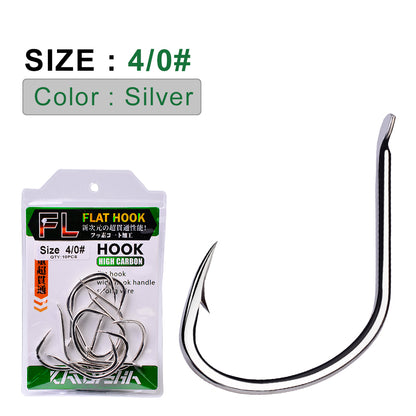 PROBEROS 50Pcs High Carbon Steel Offset Barbed Fishhooks Flat Carp Fishing Hooks Single Jigging Hooks Accessories Tackle